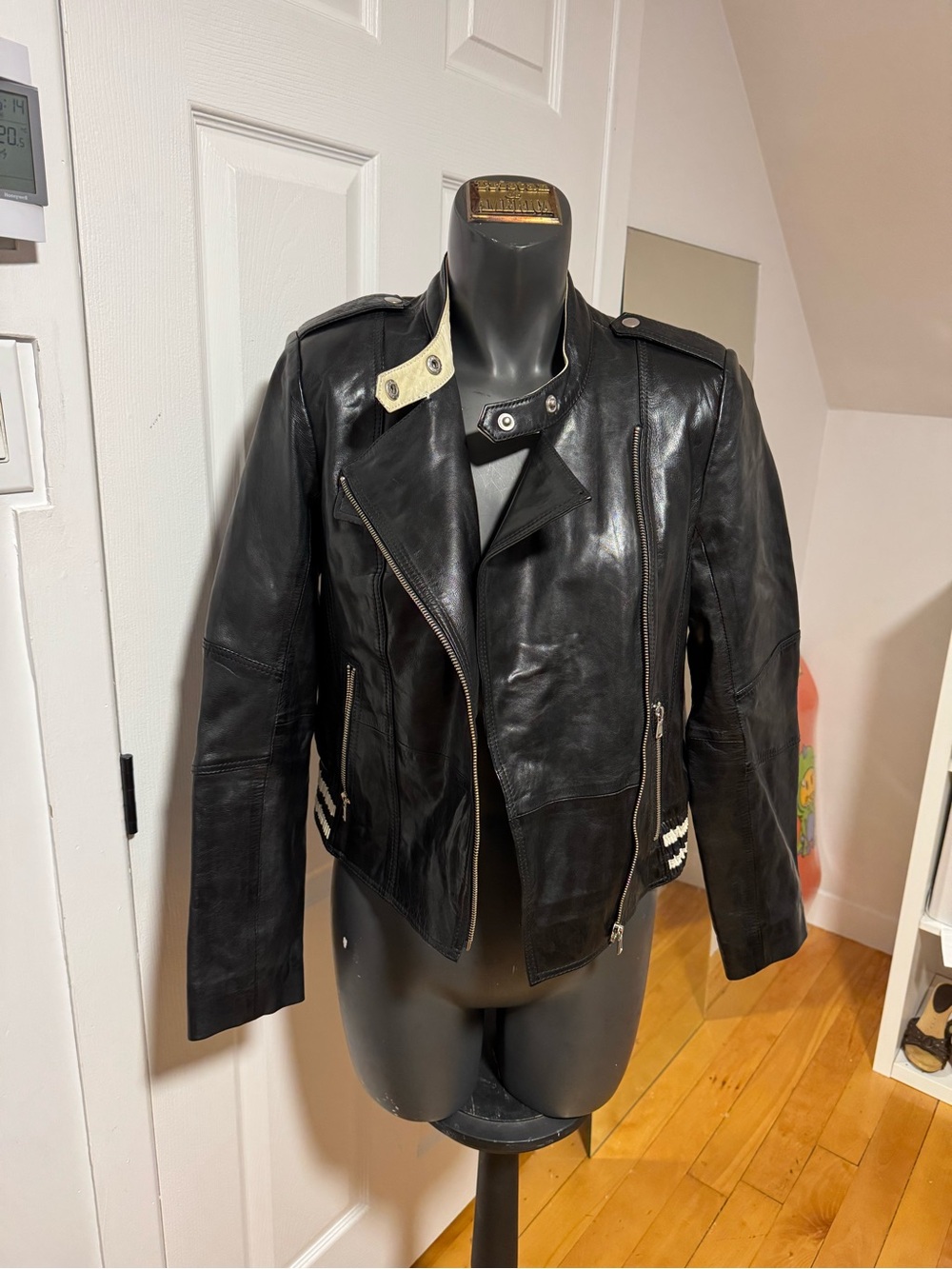 Black faux Leather Moto Jacket - Women's